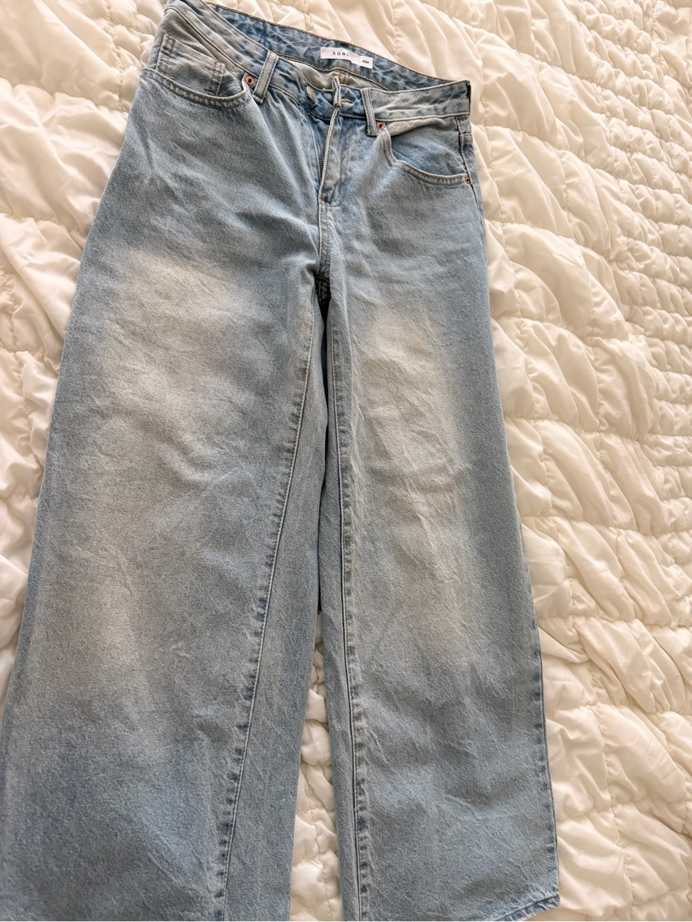 Light Blue Wide-Leg High-Rise Jeans
